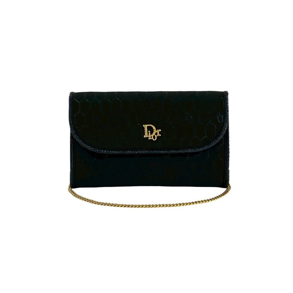 Christian Dior Vintage Honeycomb Pattern Logo Hardware Nylon Leather Chain Sh... - Picture 1 of 9